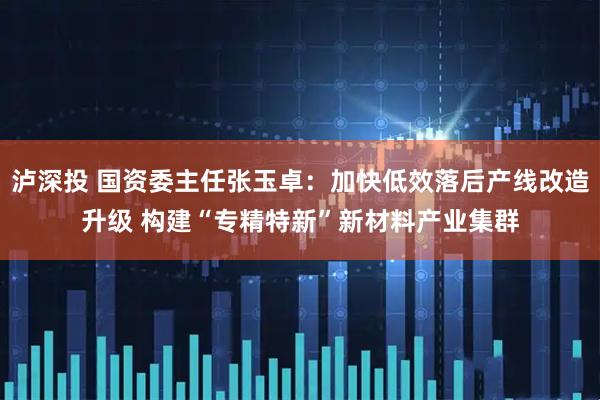 泸深投 国资委主任张玉卓：加快低效落后产线改造升级 构建“专精特新”新材料产业集群