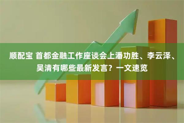 顺配宝 首都金融工作座谈会上潘功胜、李云泽、吴清有哪些最新发言？一文速览